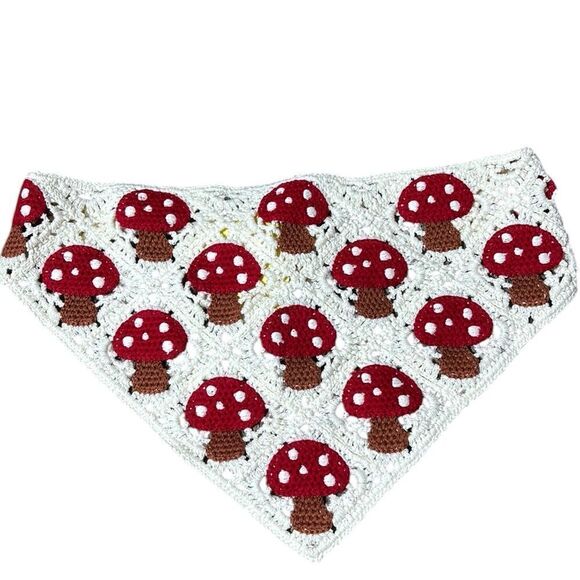 Sunday state crochet knit mushroom bandana/tie top artsy psychedelic funky - Picture 1 of 2
